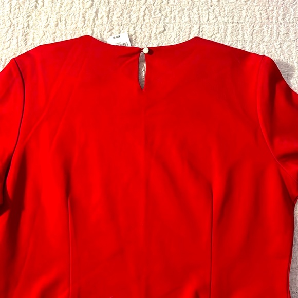 J.McLaughlin Holiday Red Solid Dress size XL Crew Neck Dress 3/4 sleeve - Picture 4 of 4